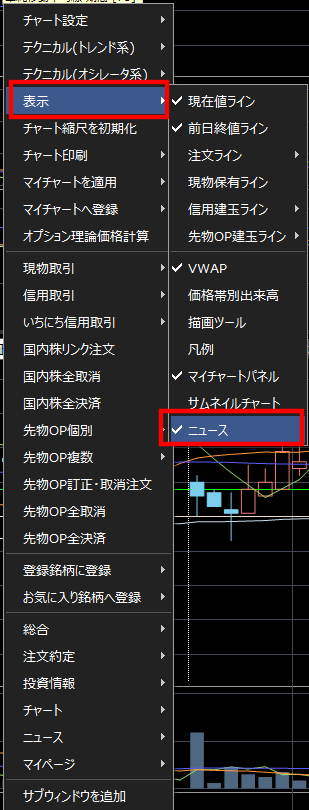 マーケットスピード2のチャート上でニュースを確認する方法 Nekonimo